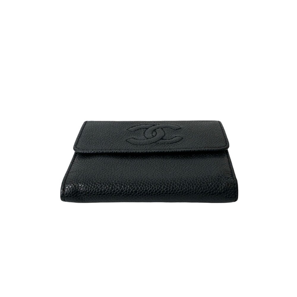 CHANEL Authentic Black Caviar Leather Logo Wallet - Picture 6 of 10